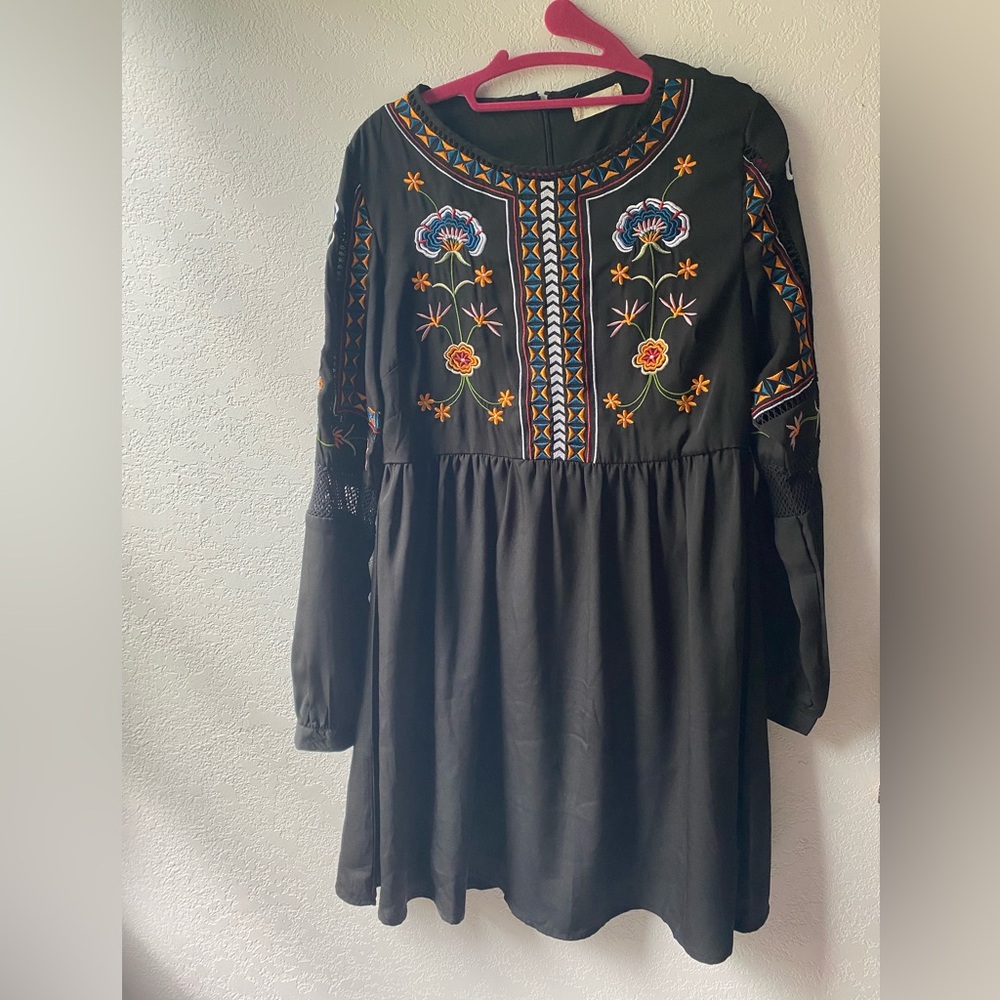 Altar’d State, Black Embroidered Dress, Size Small